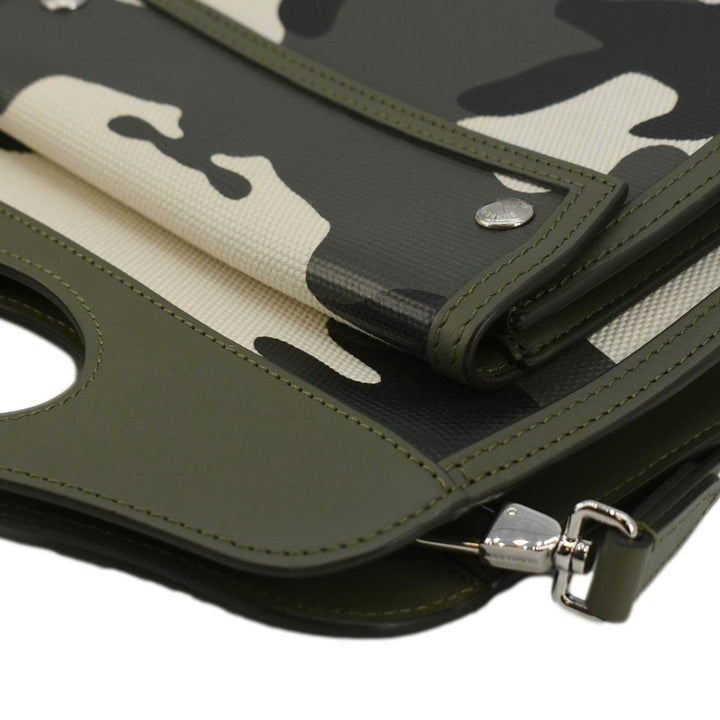 Burberry Camouflage Mini Print Canvas Pocket Crossbody Bag Olive Green