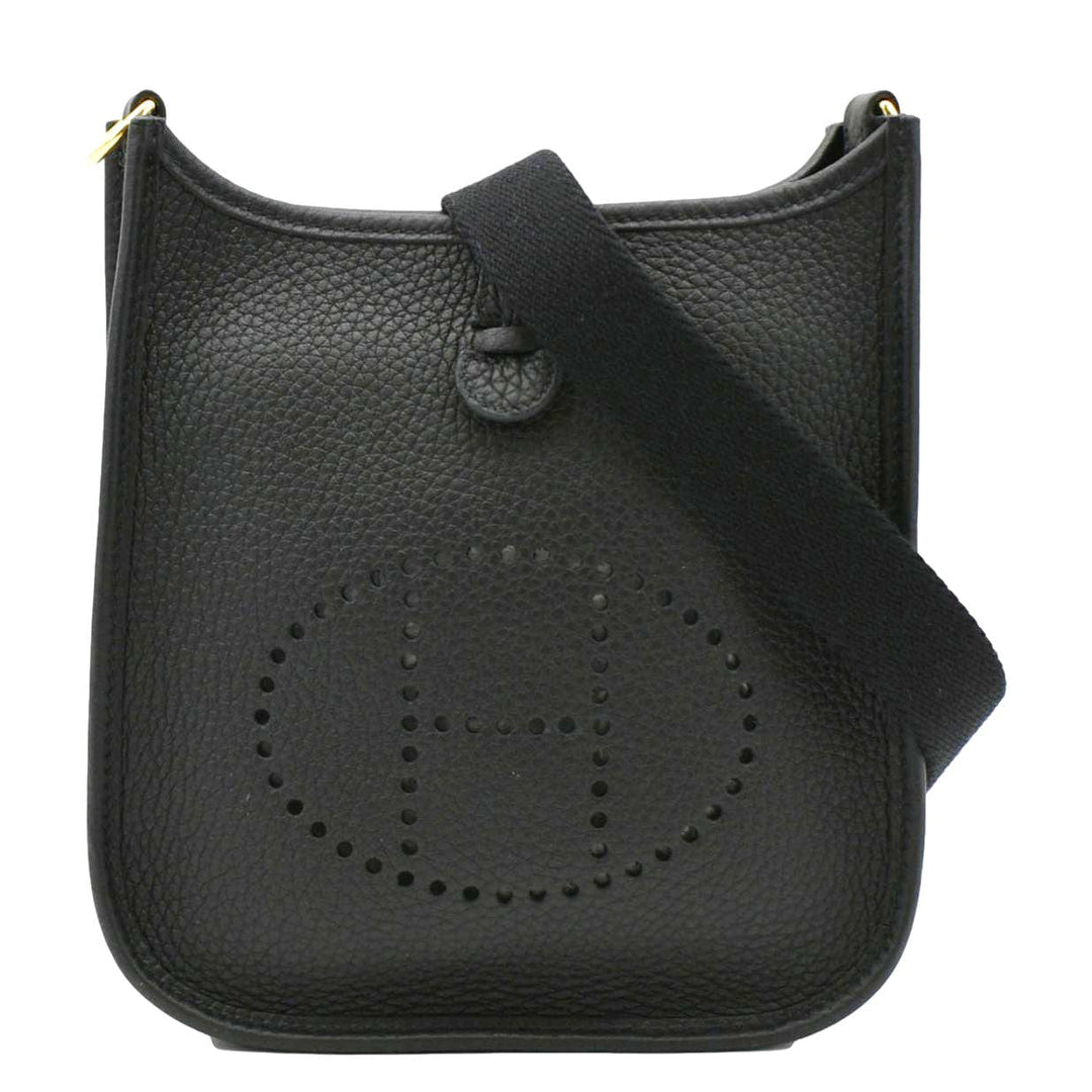 Top quality Hermes Evelyne TPM Clemence Leather Crossbody Bag Black