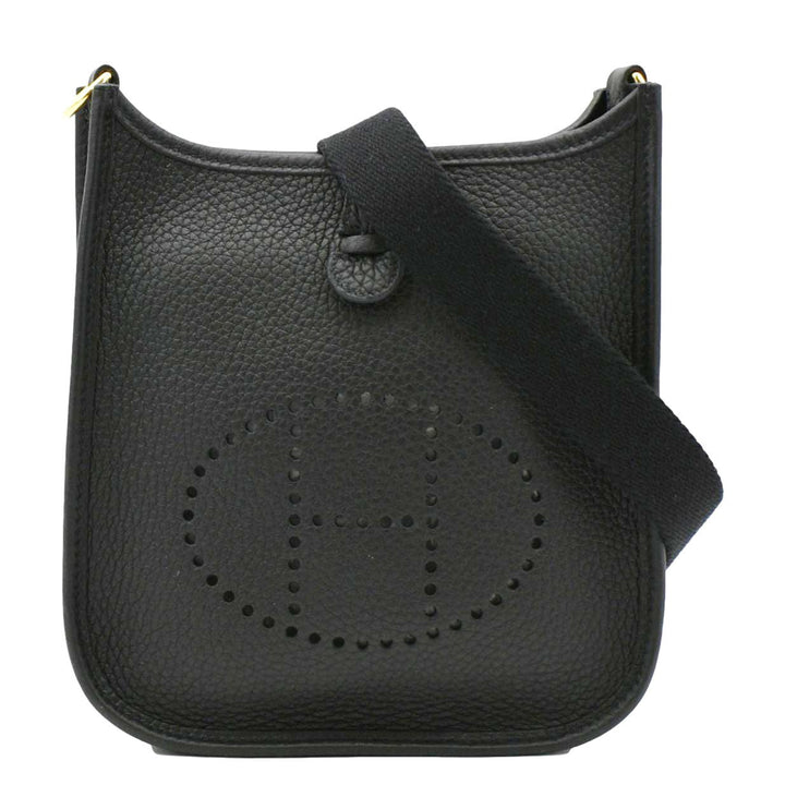 Top quality Hermes Evelyne TPM Clemence Leather Crossbody Bag Black