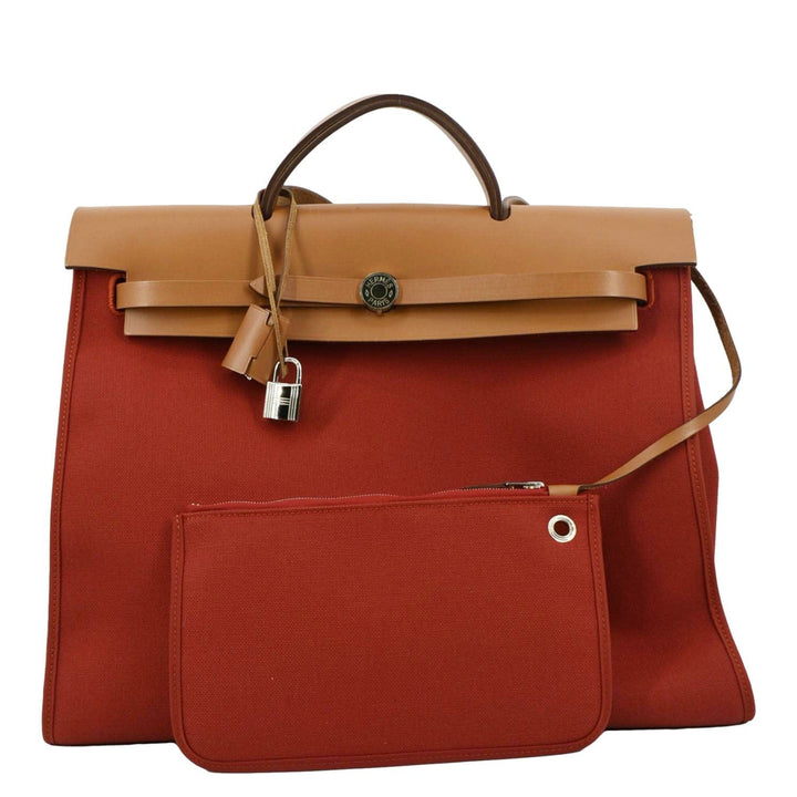 Top quality Hermes Herbag Canvas Tote Shoulder Bag Red