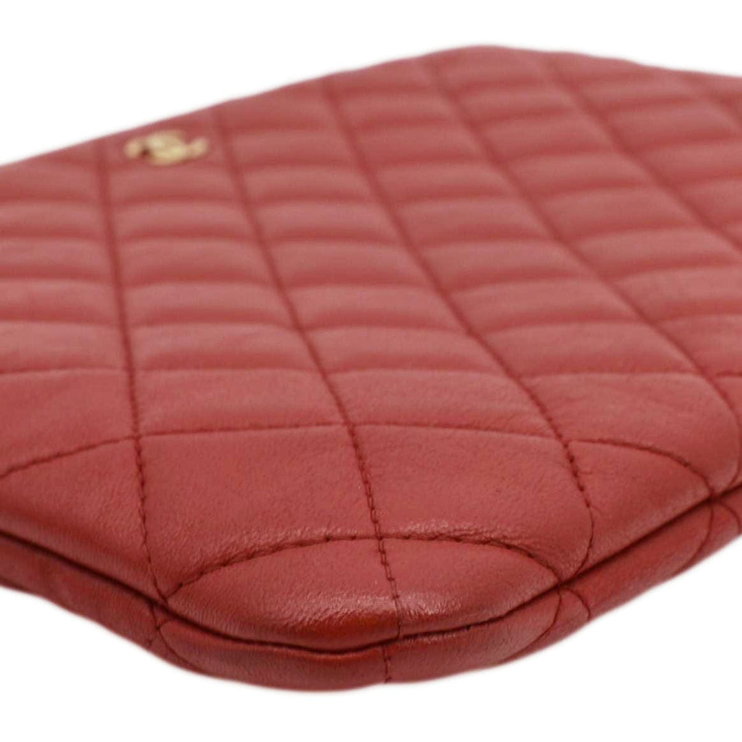 Top Quality Chanel Classic O-Case Leather Zip Pouch Red