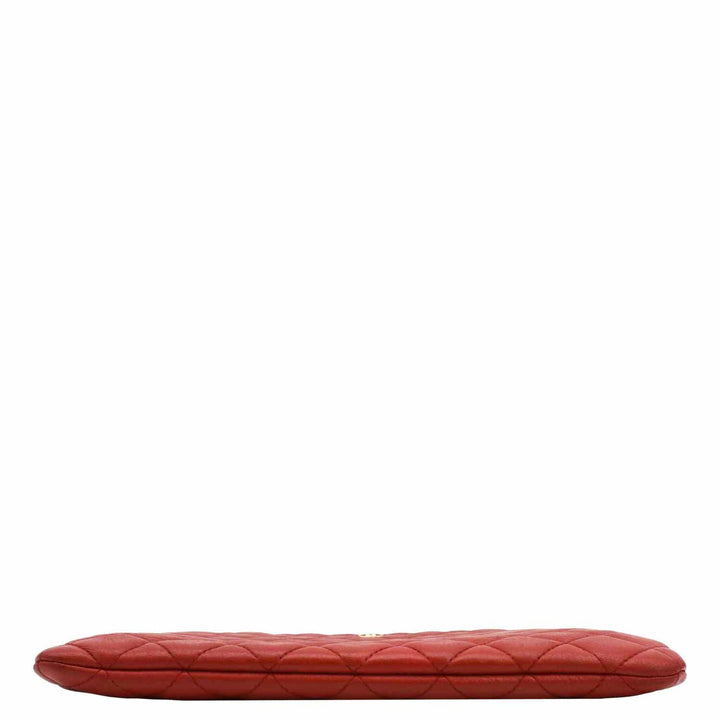Top Quality Chanel Classic O-Case Leather Zip Pouch Red