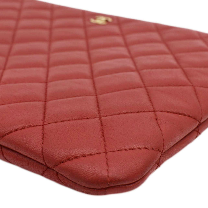 Top Quality Chanel Classic O-Case Leather Zip Pouch Red