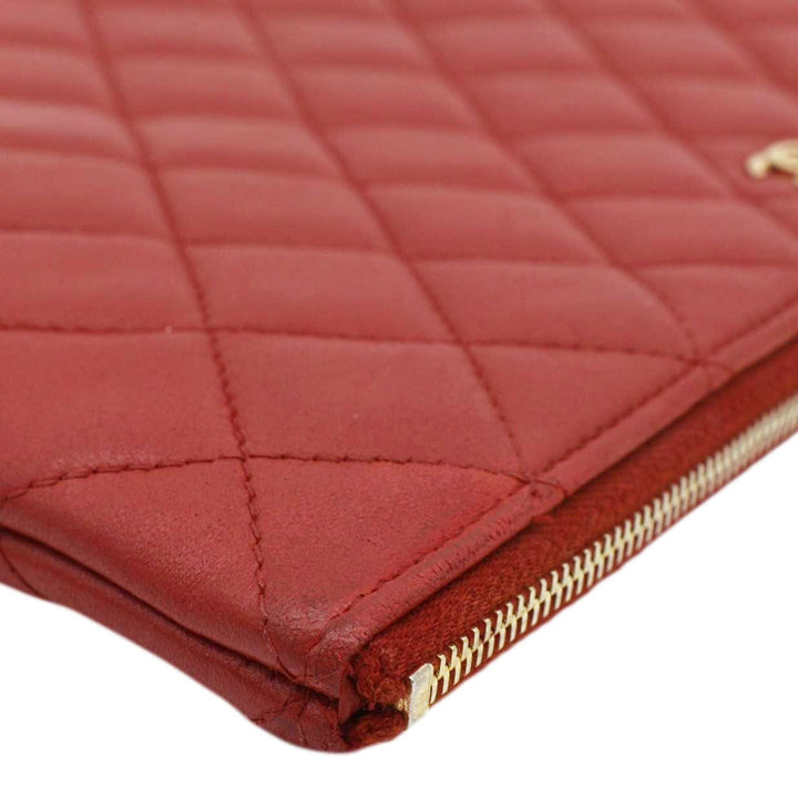 Top Quality Chanel Classic O-Case Leather Zip Pouch Red