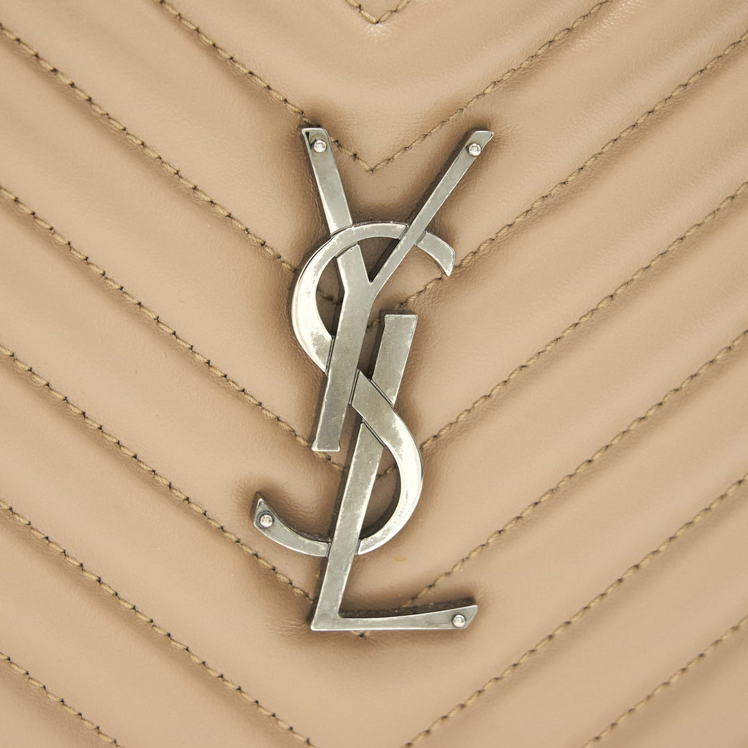 SAINT LAURENT Lou Camera Leather Crossbody Bag Beige