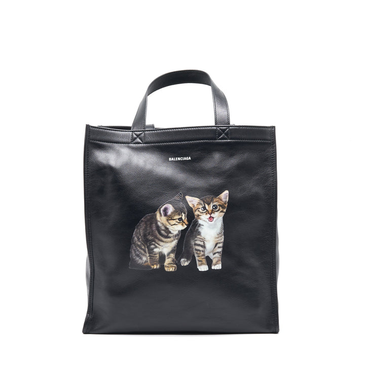Top Quality Balenciaga Kitten Print Leather Tote Bag