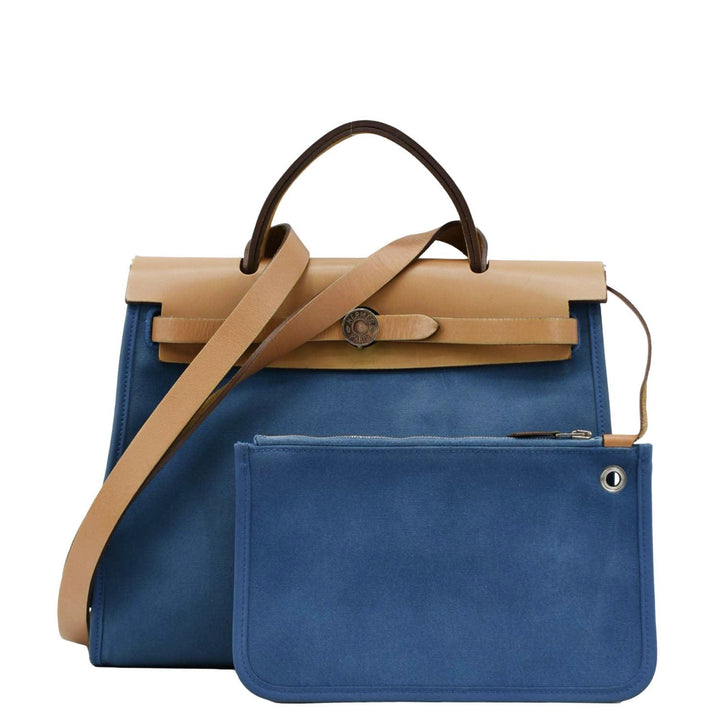 Top quality Hermes Herbag Zip Retourne 31 Canvas Tote Shoulder Bag Blue
