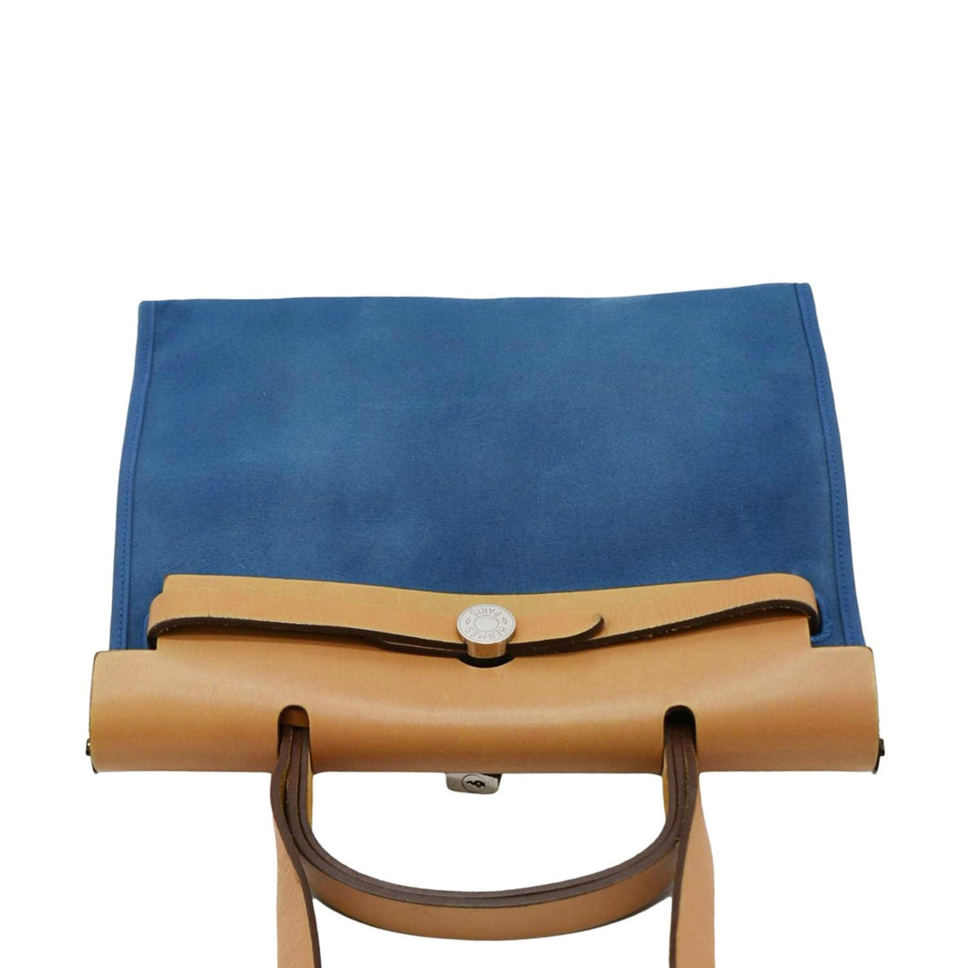 Top quality Hermes Herbag Zip Retourne 31 Canvas Tote Shoulder Bag Blue