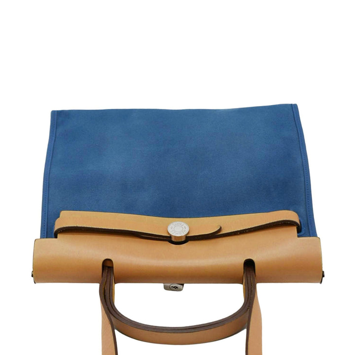 Top quality Hermes Herbag Zip Retourne 31 Canvas Tote Shoulder Bag Blue