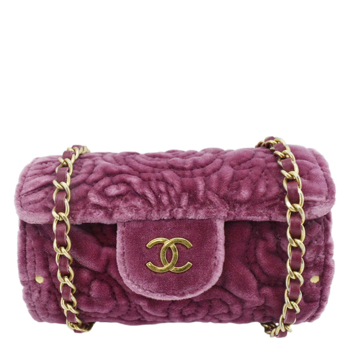Top Quality Chanel Camellia Velvet Chain Vanity Bag Pink