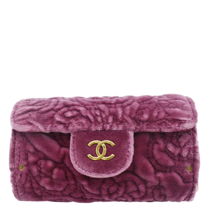 Top Quality Chanel Camellia Velvet Chain Vanity Bag Pink
