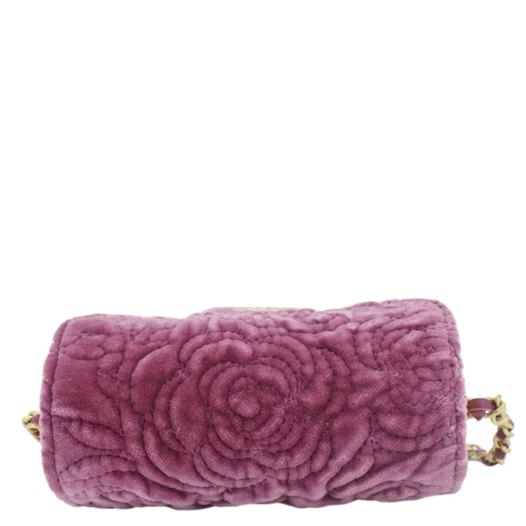 Top Quality Chanel Camellia Velvet Chain Vanity Bag Pink