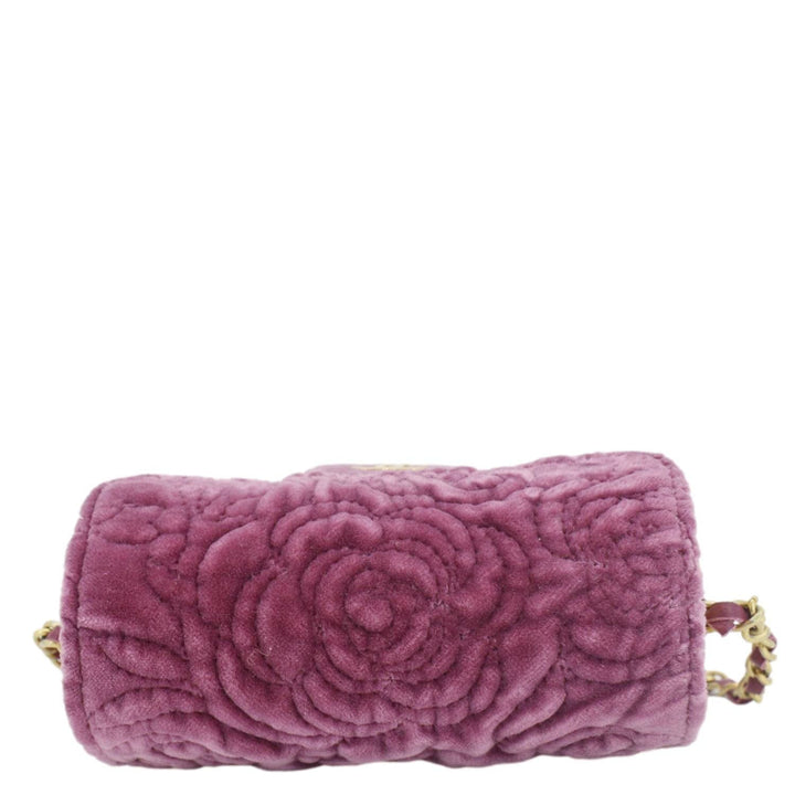 Top Quality Chanel Camellia Velvet Chain Vanity Bag Pink