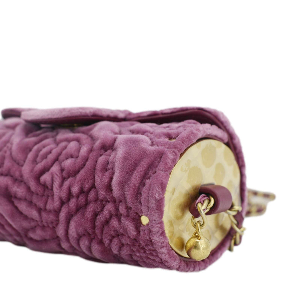 Top Quality Chanel Camellia Velvet Chain Vanity Bag Pink