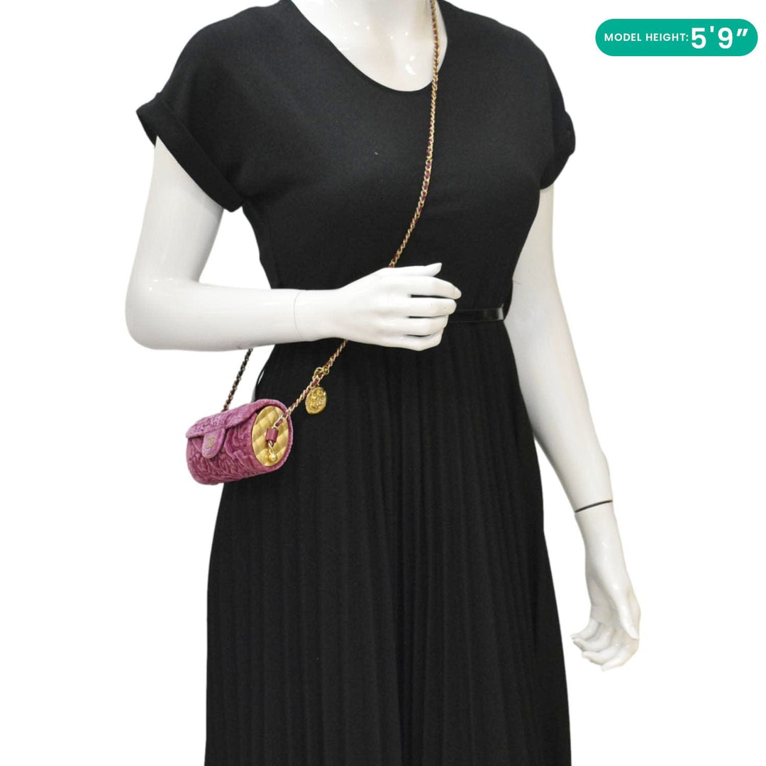 Top Quality Chanel Camellia Velvet Chain Vanity Bag Pink