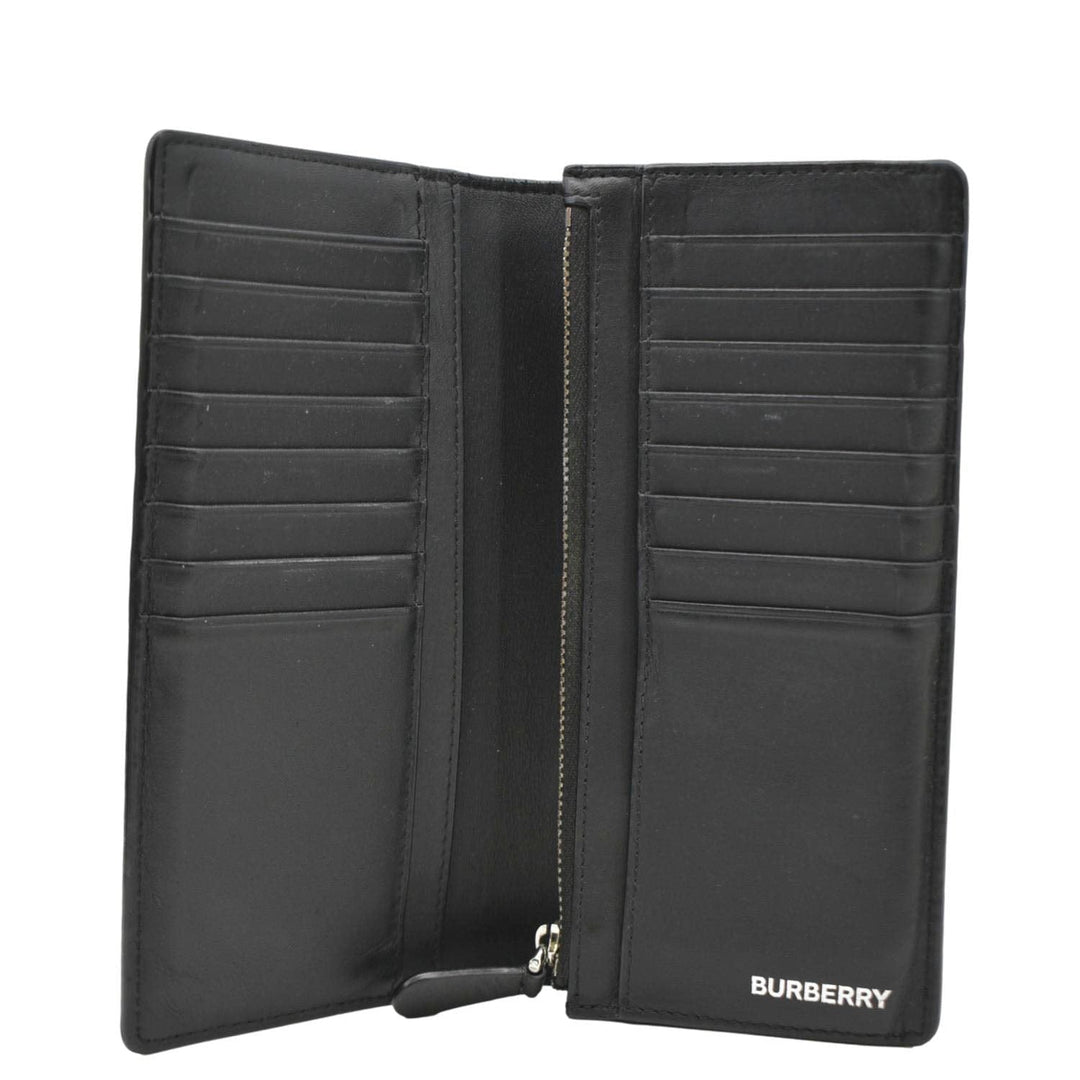 BURBERRY London Check Leather Zip Wallet Black