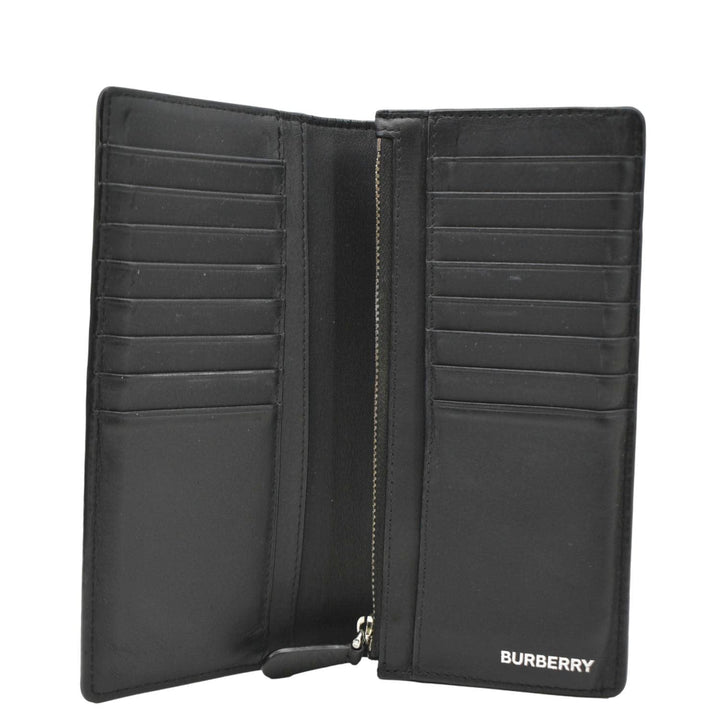 BURBERRY London Check Leather Zip Wallet Black