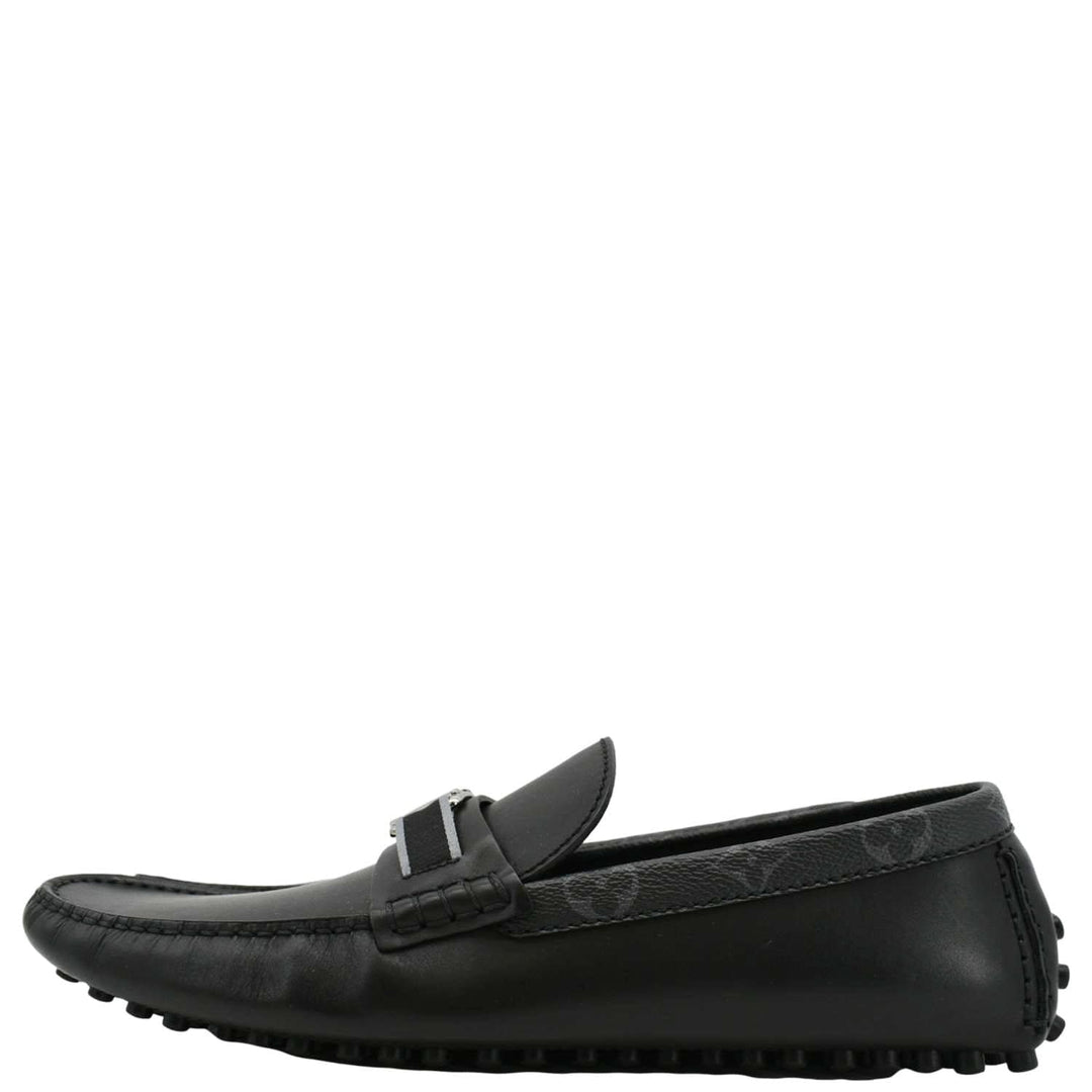 LOUIS VUITTON Hockenheim Moccasin Leather Loafers Black US 10