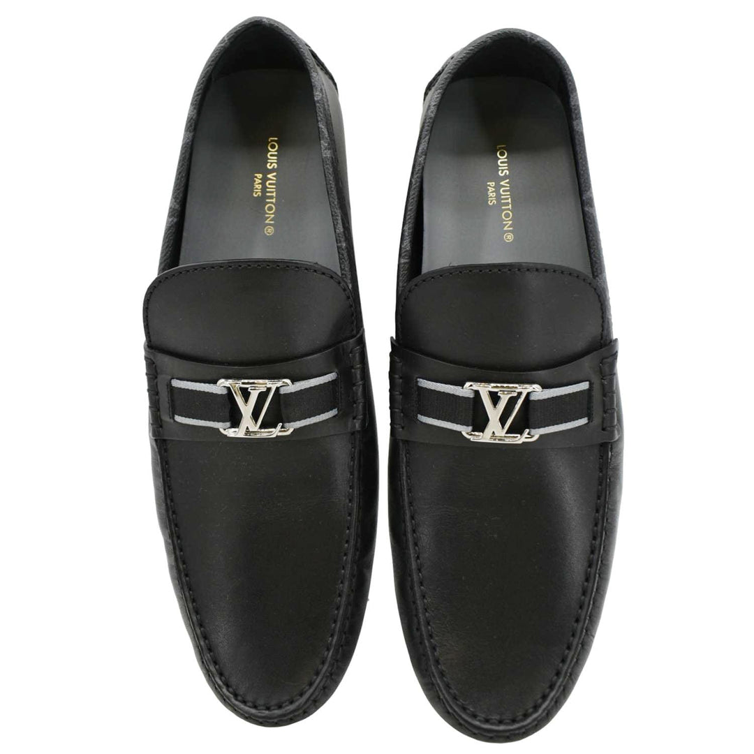 LOUIS VUITTON Hockenheim Moccasin Leather Loafers Black US 10