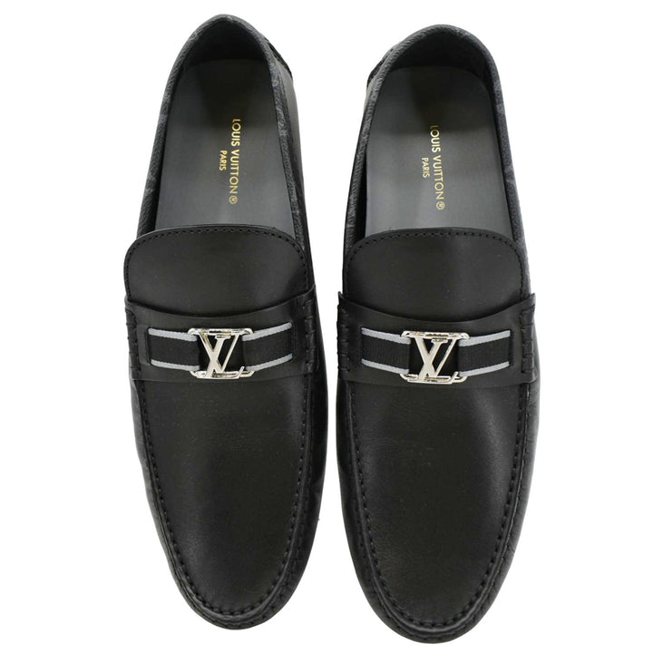 LOUIS VUITTON Hockenheim Moccasin Leather Loafers Black US 10