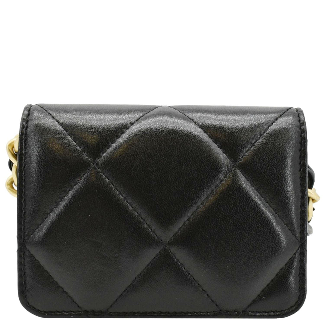 Top Quality Chanel 19 Flap Coin Purse Quilted Leather Chain Shoulder Bag Black