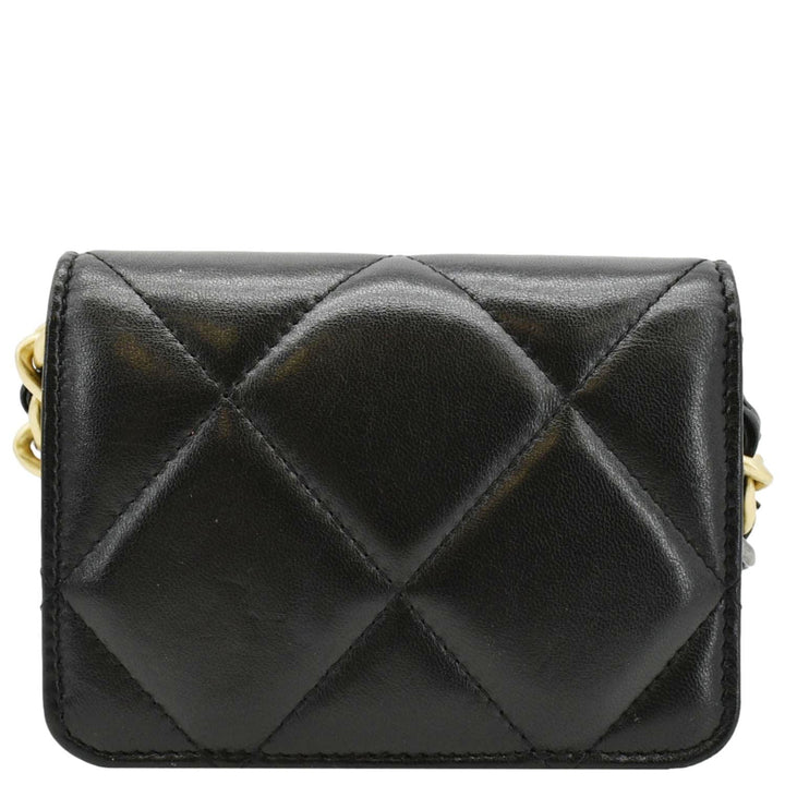 Top Quality Chanel 19 Flap Coin Purse Quilted Leather Chain Shoulder Bag Black