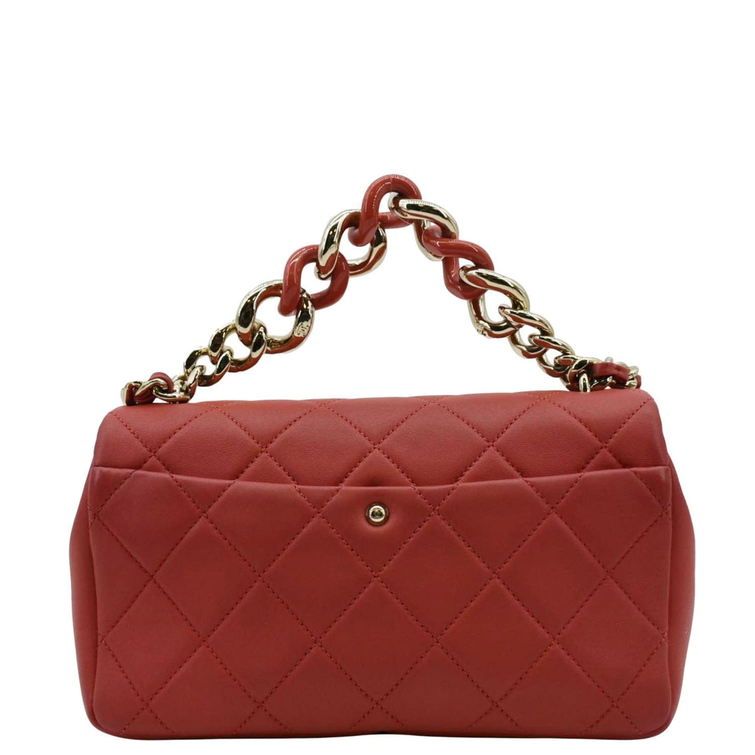 Top Quality Chanel Resin Chain Flap Lambskin Quilted Leather Shoulder Bag Red