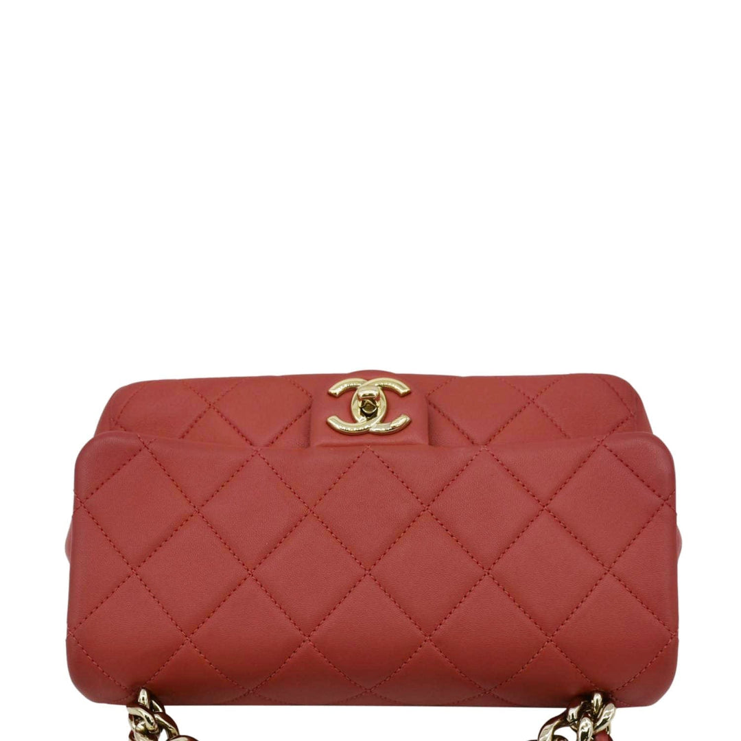 Top Quality Chanel Resin Chain Flap Lambskin Quilted Leather Shoulder Bag Red