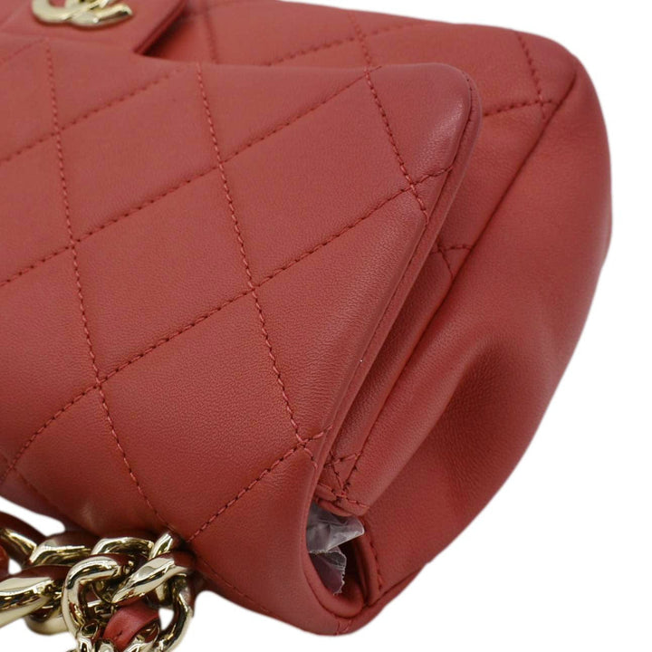 Top Quality Chanel Resin Chain Flap Lambskin Quilted Leather Shoulder Bag Red