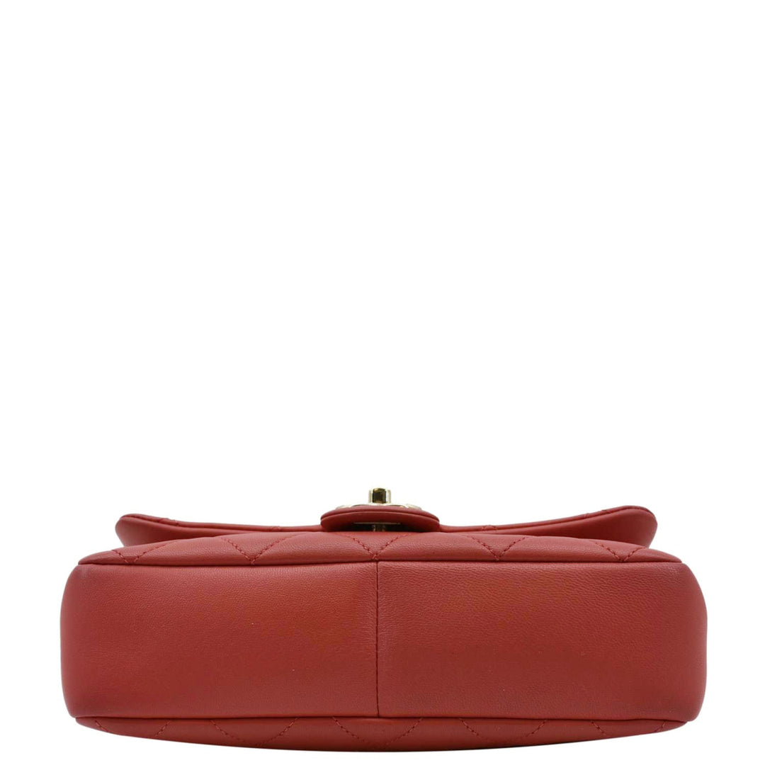 Top Quality Chanel Resin Chain Flap Lambskin Quilted Leather Shoulder Bag Red