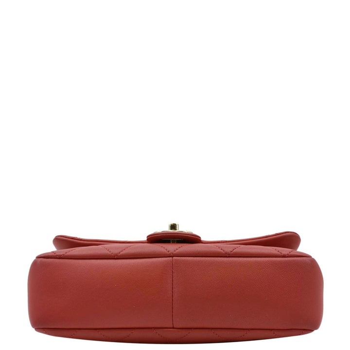 Top Quality Chanel Resin Chain Flap Lambskin Quilted Leather Shoulder Bag Red