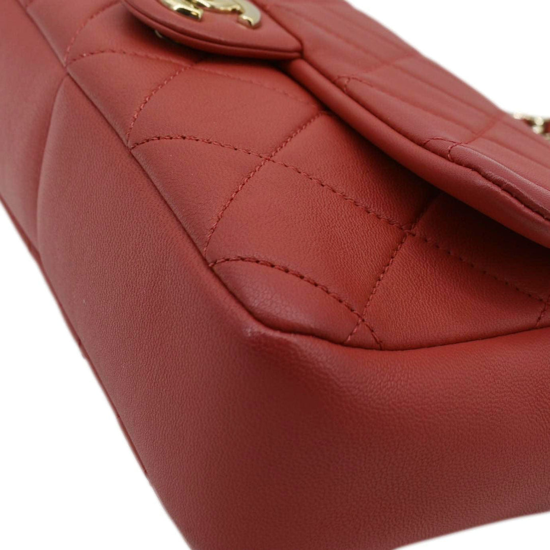 Top Quality Chanel Resin Chain Flap Lambskin Quilted Leather Shoulder Bag Red