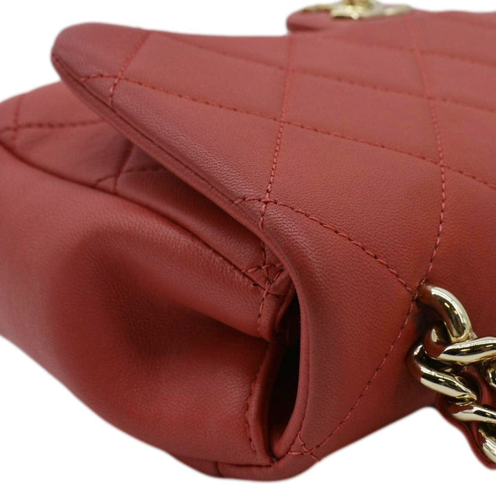 Top Quality Chanel Resin Chain Flap Lambskin Quilted Leather Shoulder Bag Red