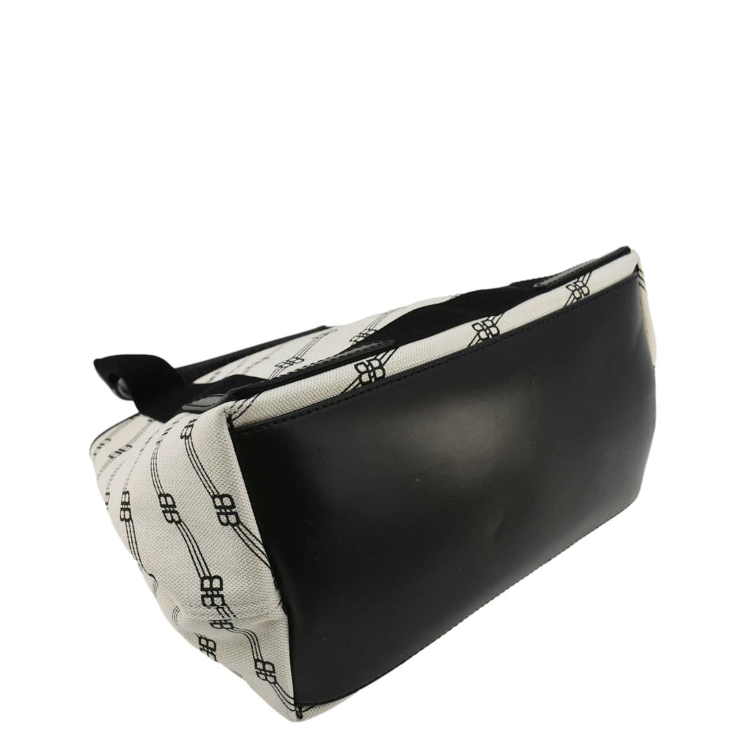 Top Quality Balenciaga  Logo S Navy Cabas Canvas Hobo Bag White