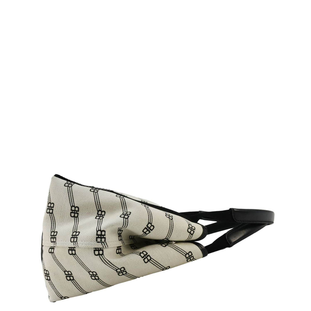 Top Quality Balenciaga  Logo S Navy Cabas Canvas Hobo Bag White