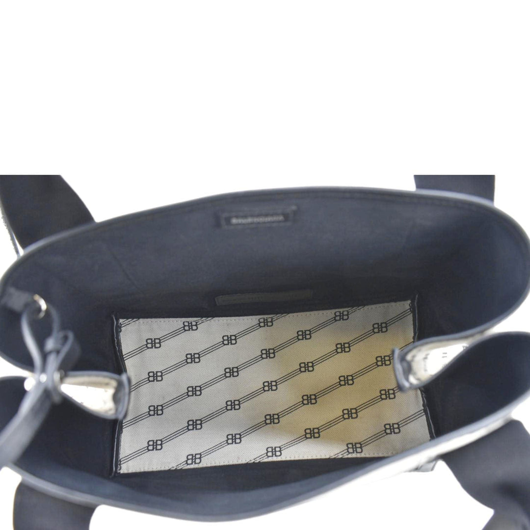 Top Quality Balenciaga  Logo S Navy Cabas Canvas Hobo Bag White