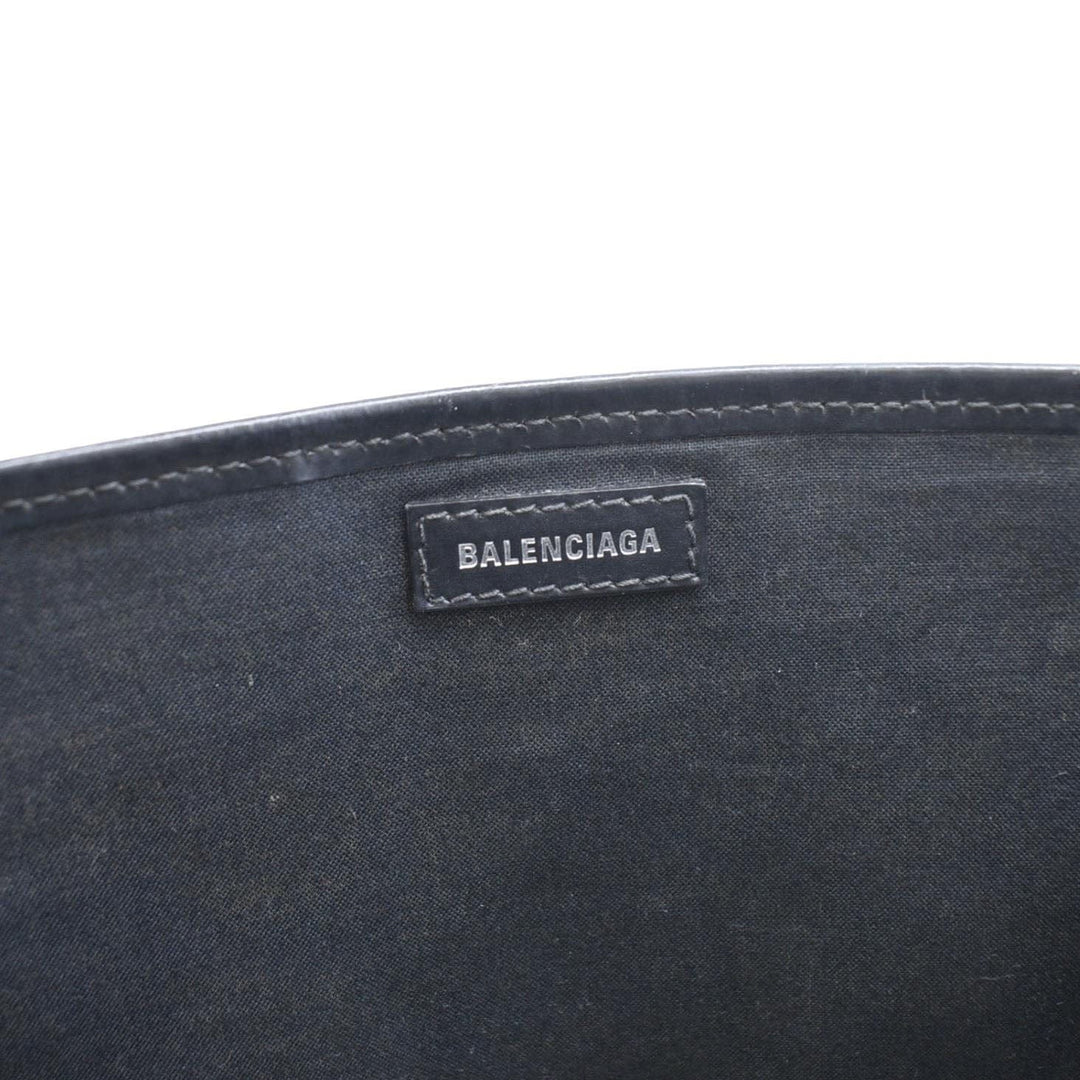 Top Quality Balenciaga  Logo S Navy Cabas Canvas Hobo Bag White
