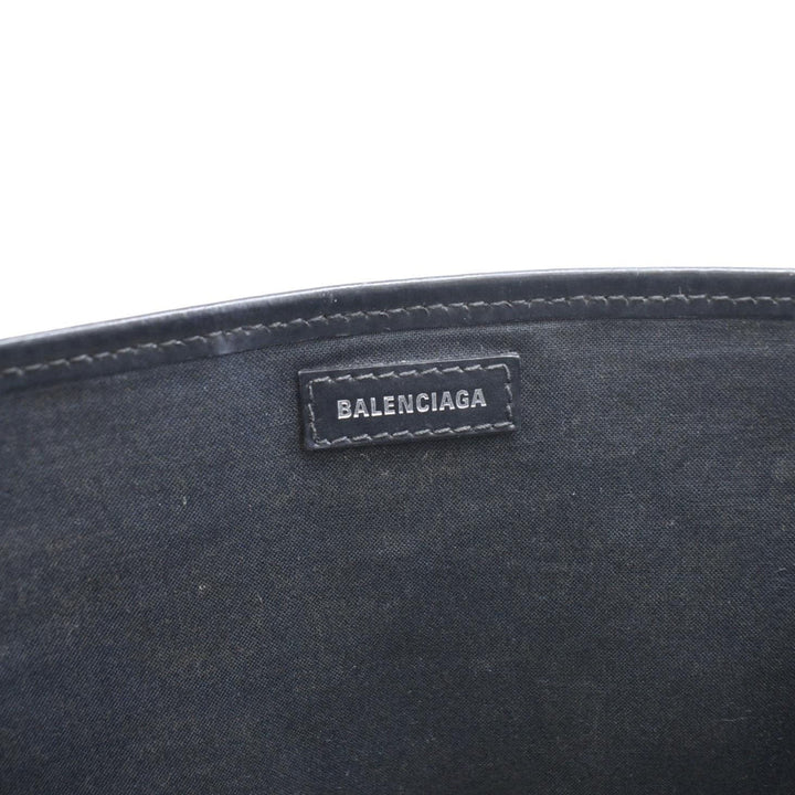 Top Quality Balenciaga  Logo S Navy Cabas Canvas Hobo Bag White