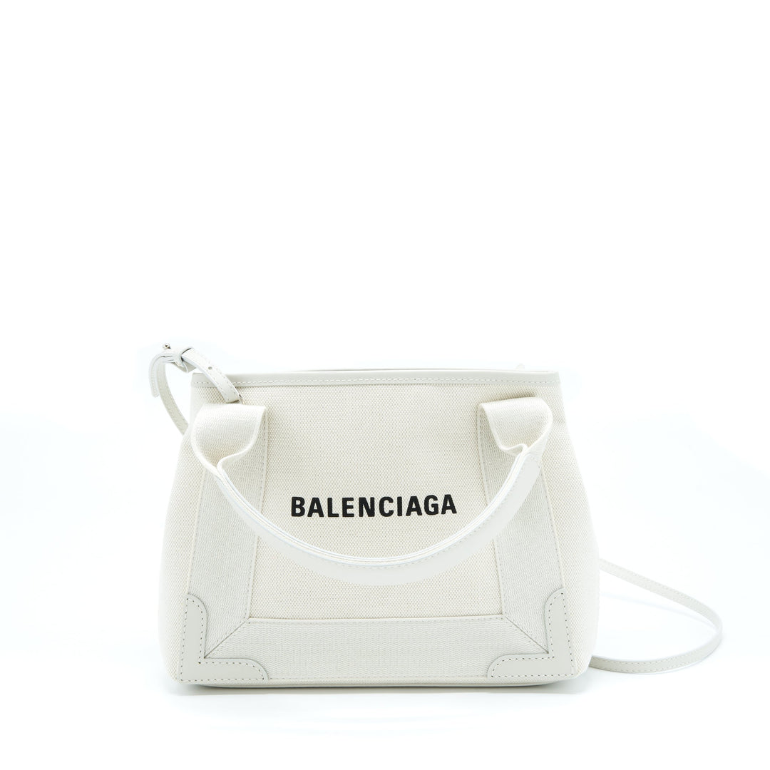 Top Quality Balenciaga Cabas Fabric/Leather Off white SHW