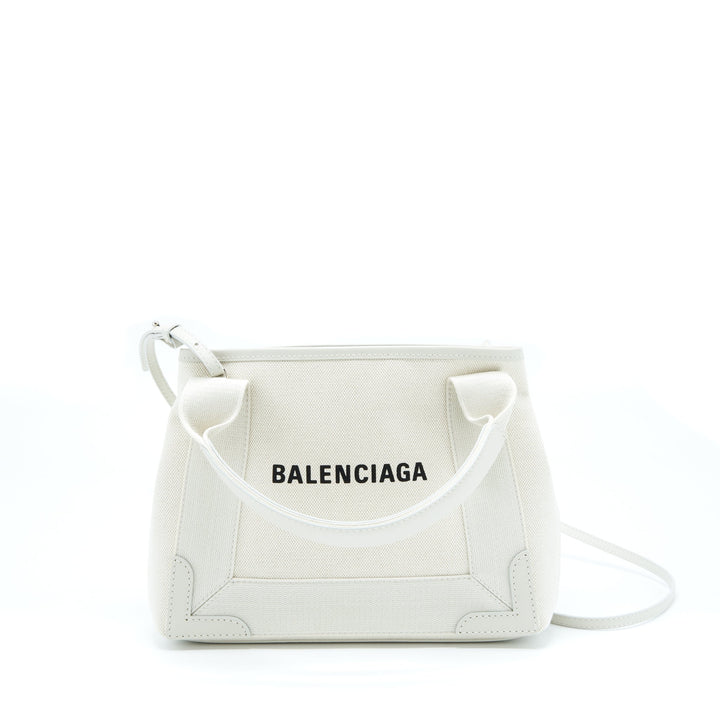 Top Quality Balenciaga Cabas Fabric/Leather Off white SHW