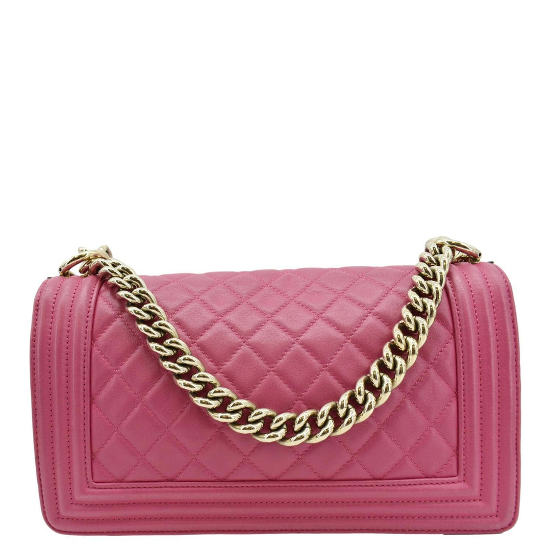 Top Quality Chanel Medium Boy Flap Quilted Leather Shoulder Bag Pink