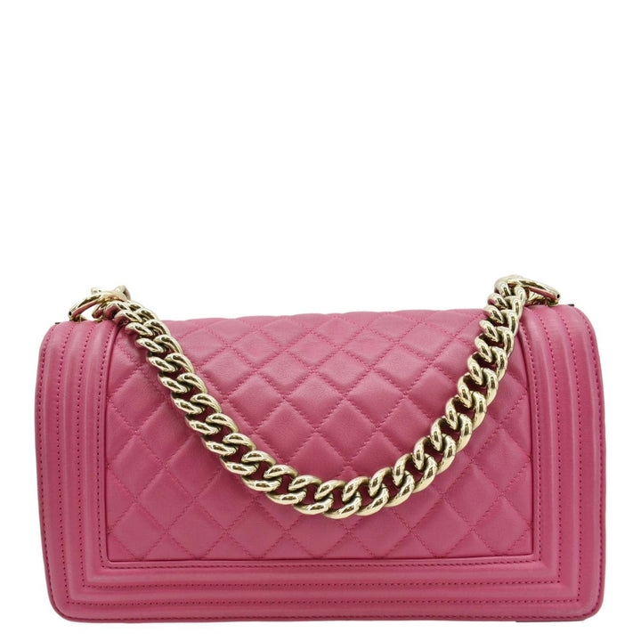 Top Quality Chanel Medium Boy Flap Quilted Leather Shoulder Bag Pink