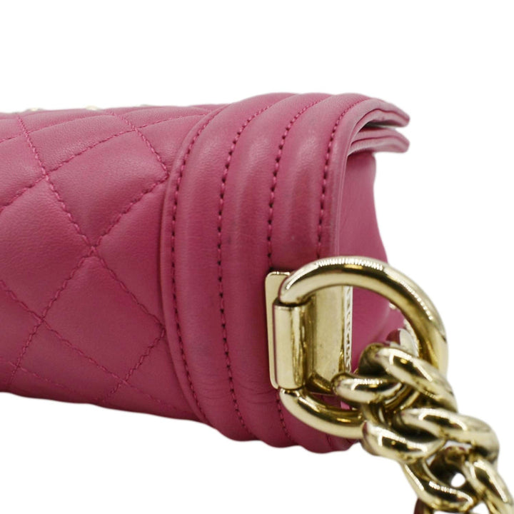 Top Quality Chanel Medium Boy Flap Quilted Leather Shoulder Bag Pink