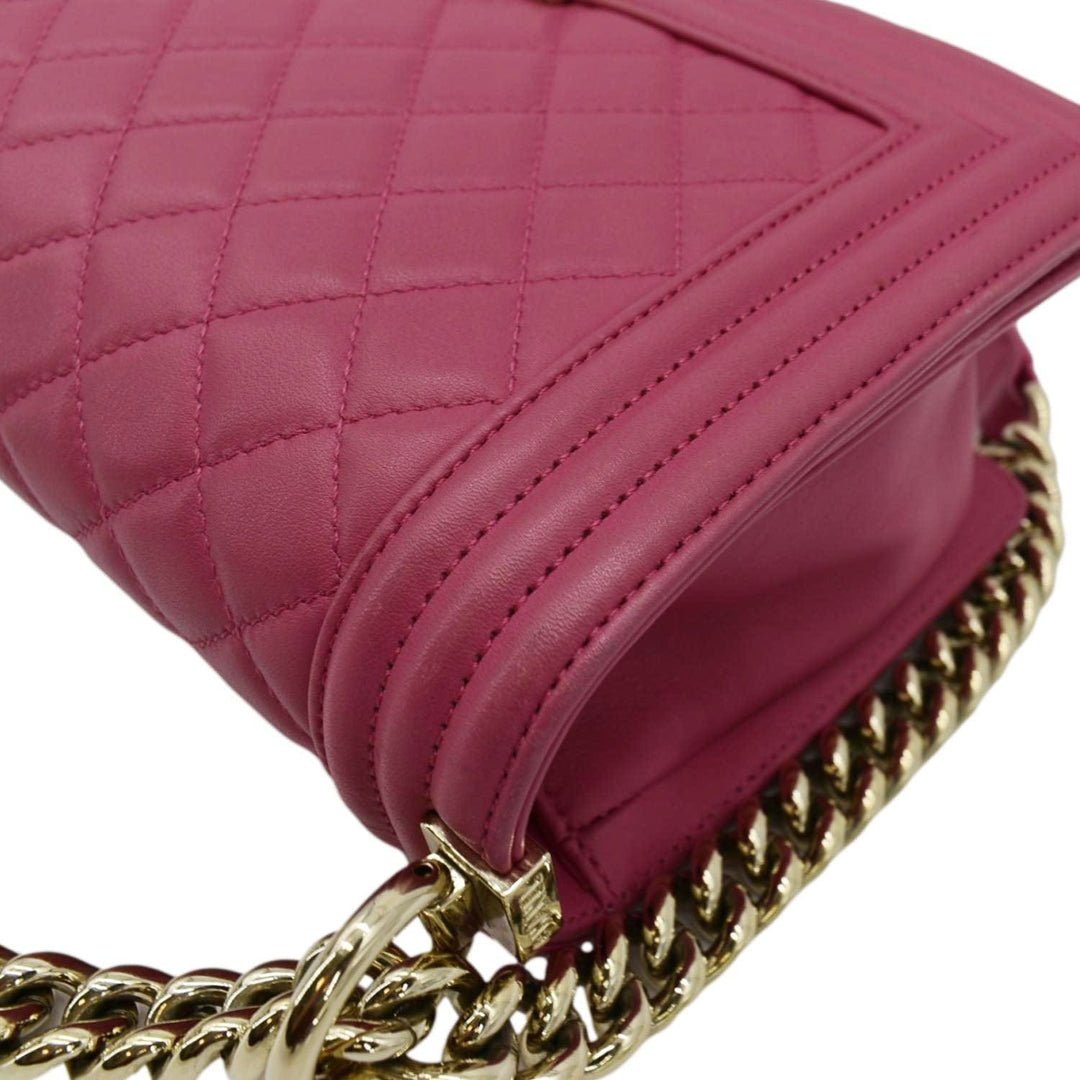 Top Quality Chanel Medium Boy Flap Quilted Leather Shoulder Bag Pink