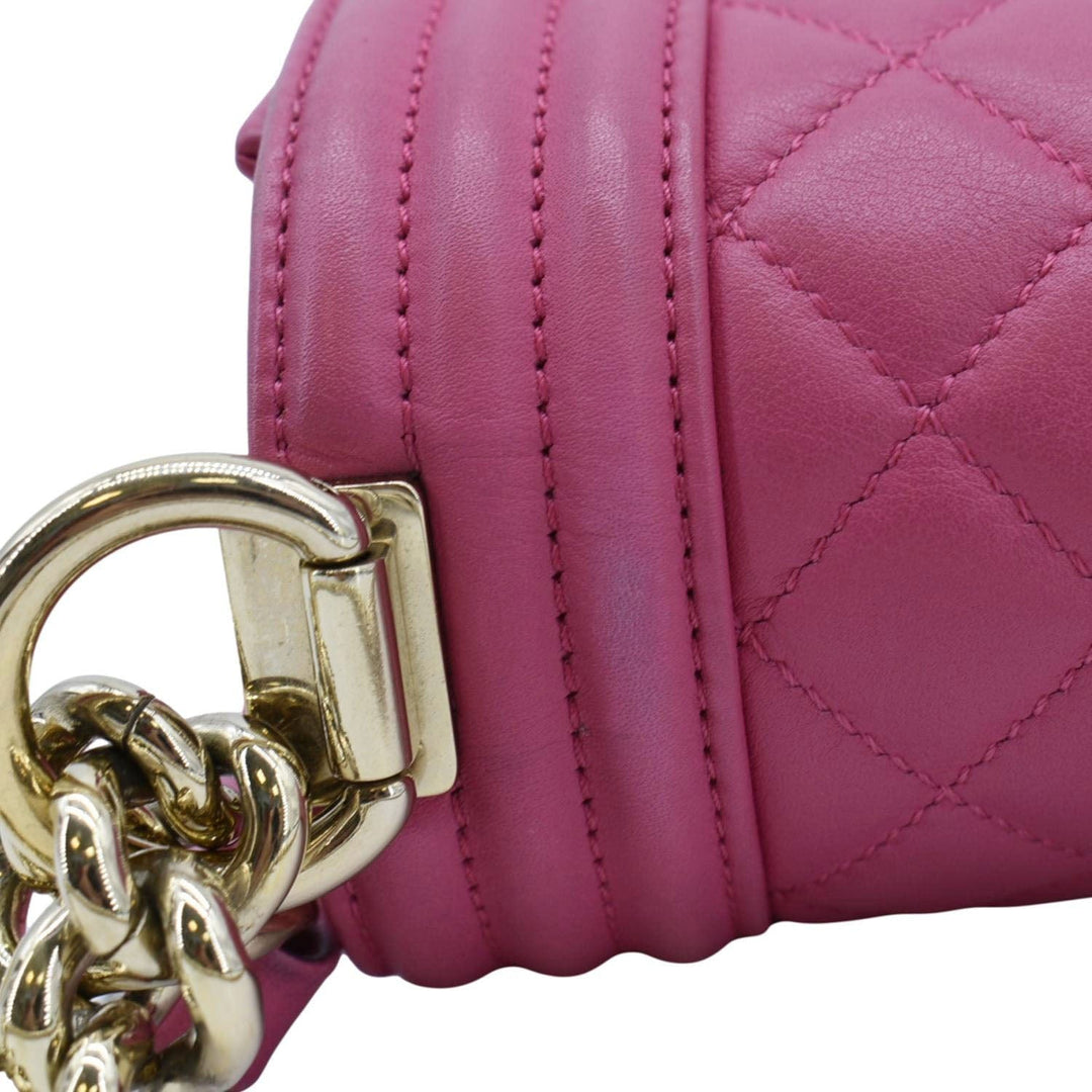 Top Quality Chanel Medium Boy Flap Quilted Leather Shoulder Bag Pink