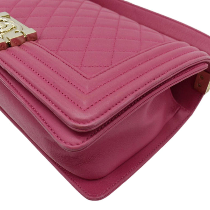 Top Quality Chanel Medium Boy Flap Quilted Leather Shoulder Bag Pink