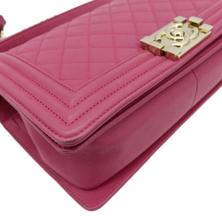 Top Quality Chanel Medium Boy Flap Quilted Leather Shoulder Bag Pink