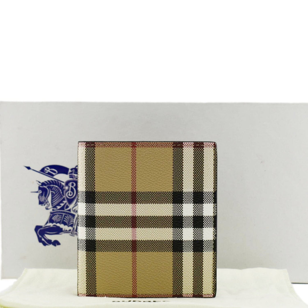 Burberry Check Leather Bifold Wallet Beige