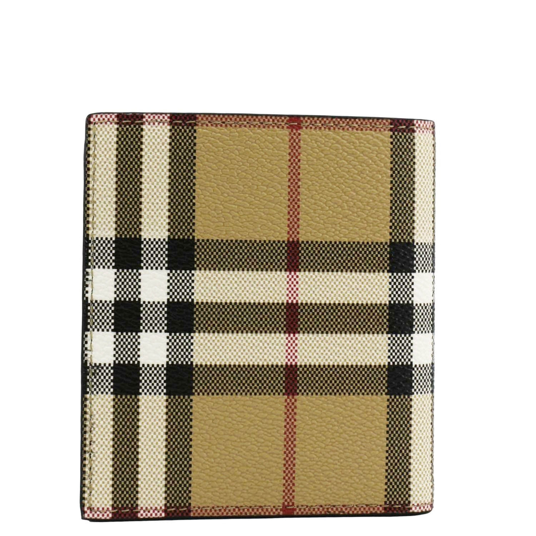 Burberry Check Leather Bifold Wallet Beige