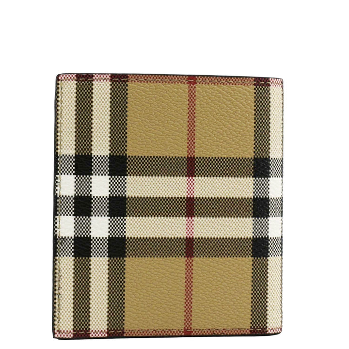 Burberry Check Leather Bifold Wallet Beige